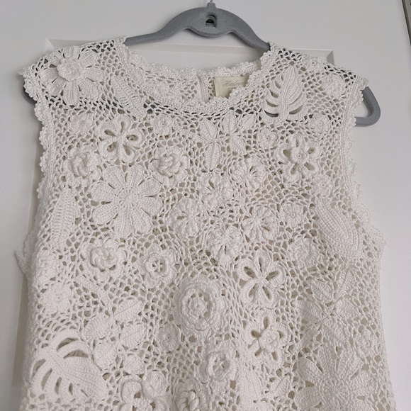 DOEN Annalisa Hand Crocheted Floral Mini Dress Off White Pearl NEW with tags - Picture 3 of 8